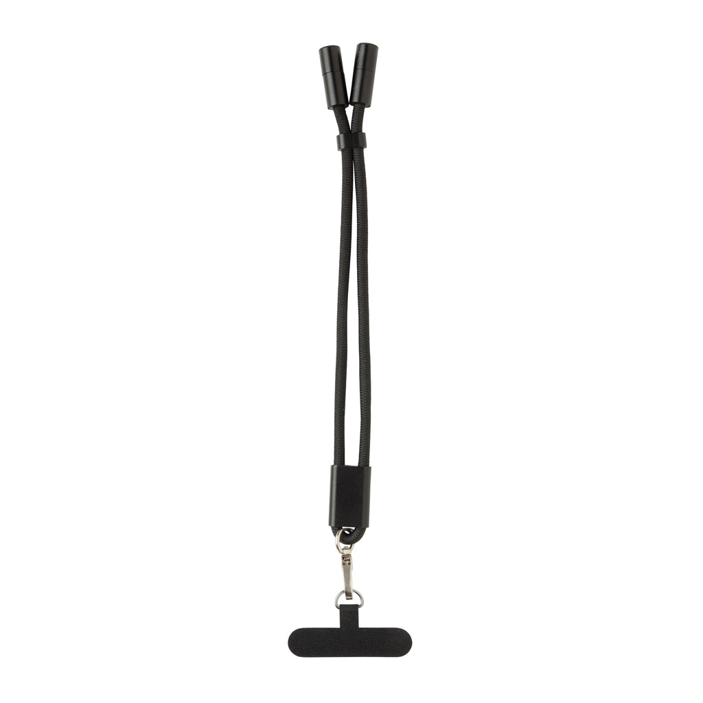 LoopAmp RCS RPET adjustable phone wrist strap 60W cable - Black