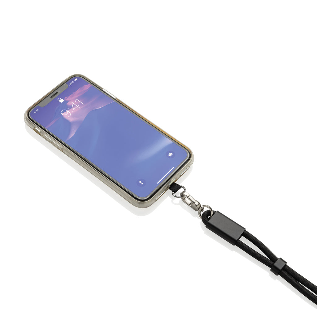 LoopAmp RCS RPET adjustable phone wrist strap 60W cable - Black