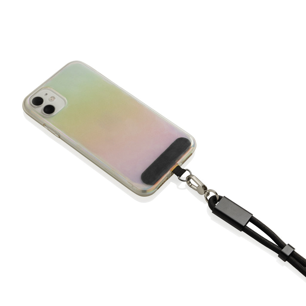 LoopAmp RCS RPET adjustable phone wrist strap 60W cable - Black