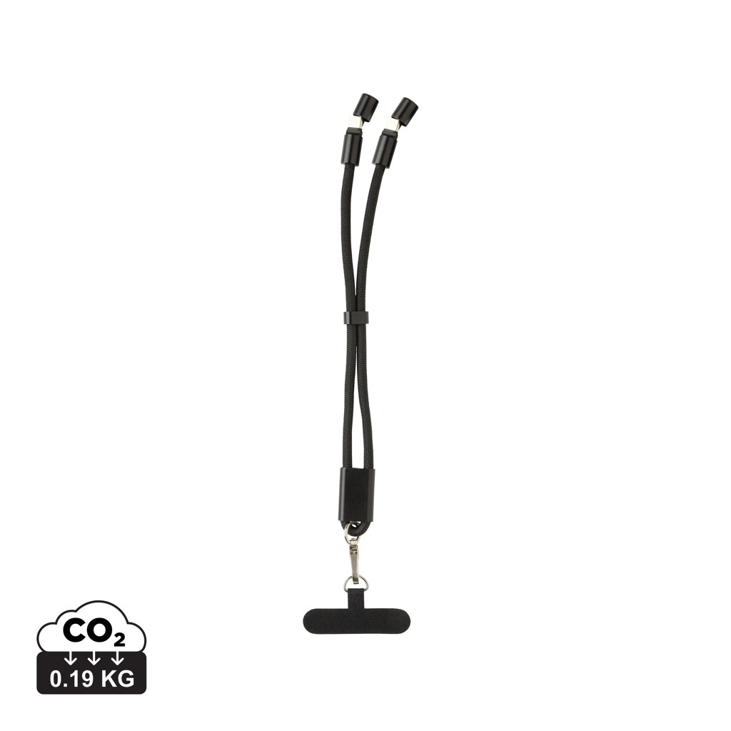 LoopAmp RCS RPET adjustable phone wrist strap 60W cable - Black