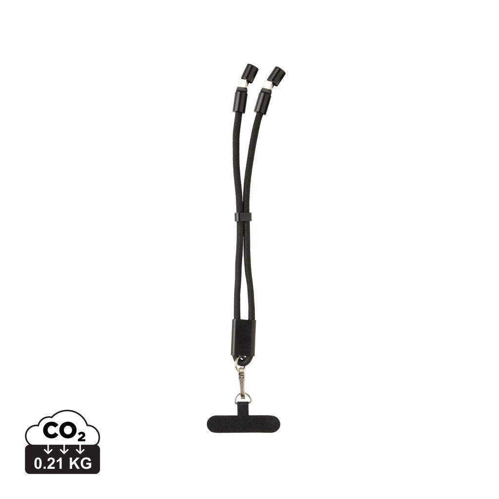 LoopAmp RCS RPET adjustable phone wrist strap 60W cable - Black