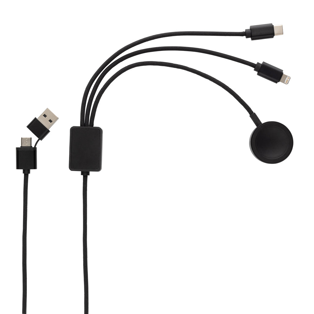 Terra RCS rPET 6-in-1 60W charging cable with watch charger - Grey