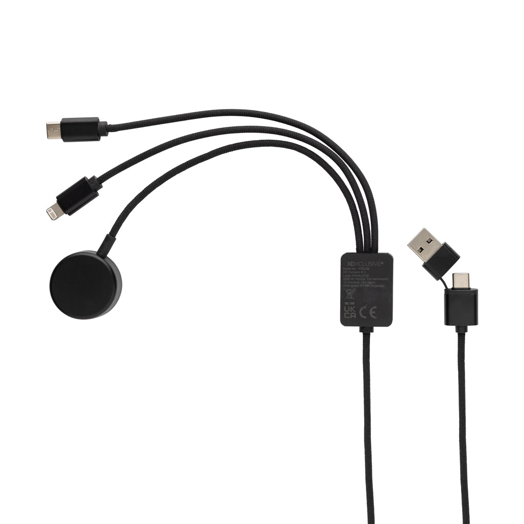 Terra RCS rPET 6-in-1 60W charging cable with watch charger - Grey