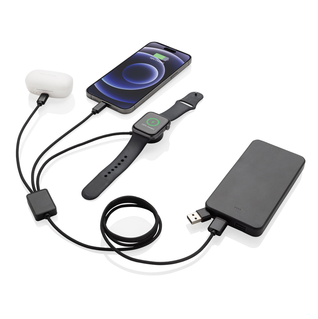 Terra RCS rPET 6-in-1 60W charging cable with watch charger - Grey