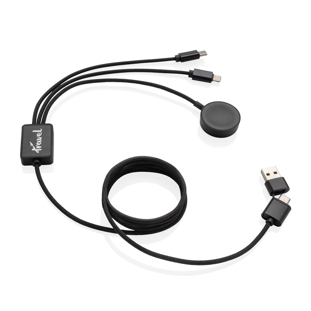 Terra RCS rPET 6-in-1 60W charging cable with watch charger - Grey