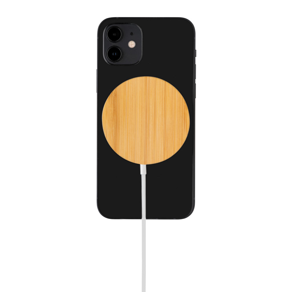 10W bamboo magnetic wireless charger - Brown