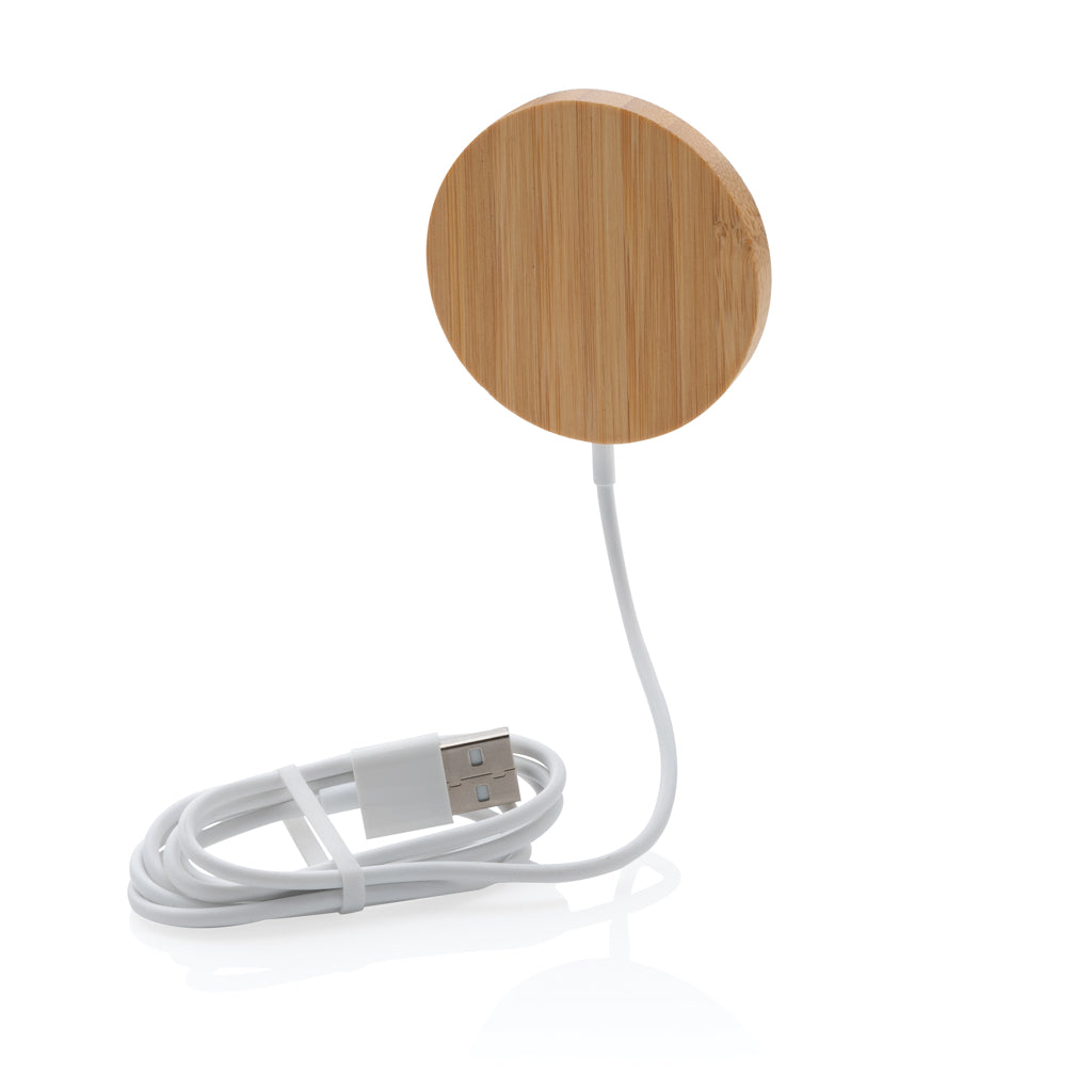 10W bamboo magnetic wireless charger - Brown