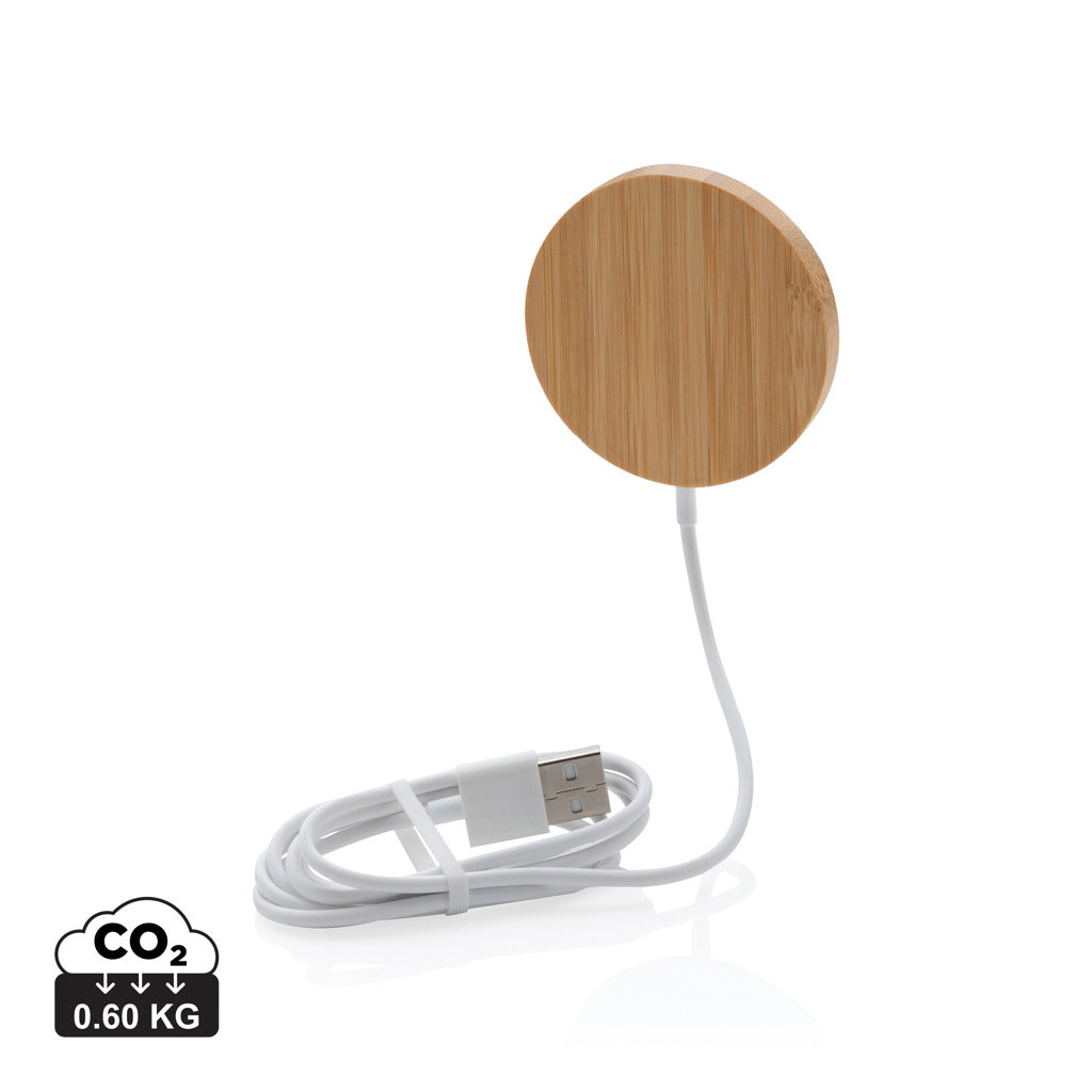 10W bamboo magnetic wireless charger - Brown