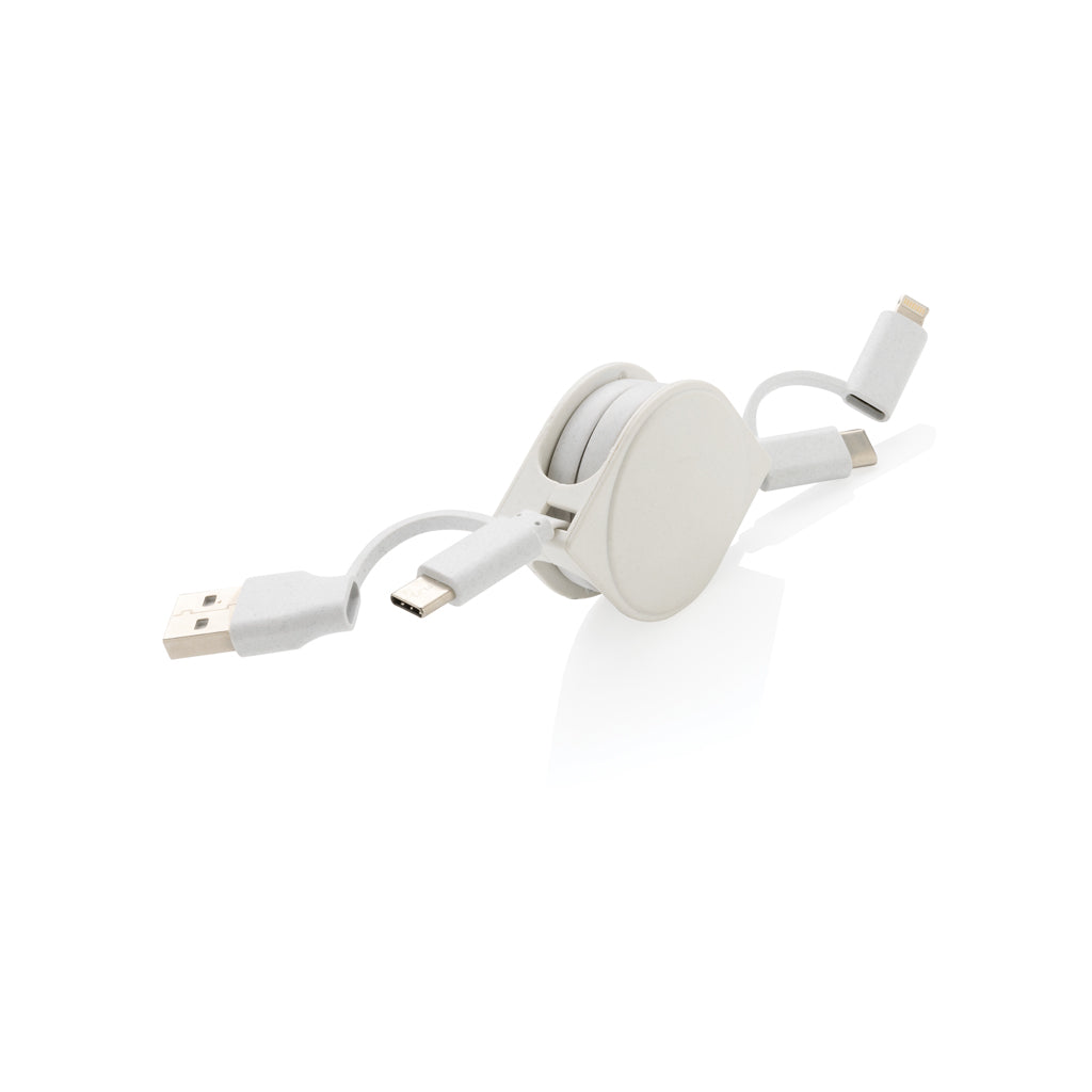 RCS recycled plastic and TPE 4 in 1 cable - White