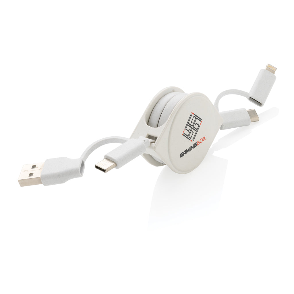 RCS recycled plastic and TPE 4 in 1 cable - White