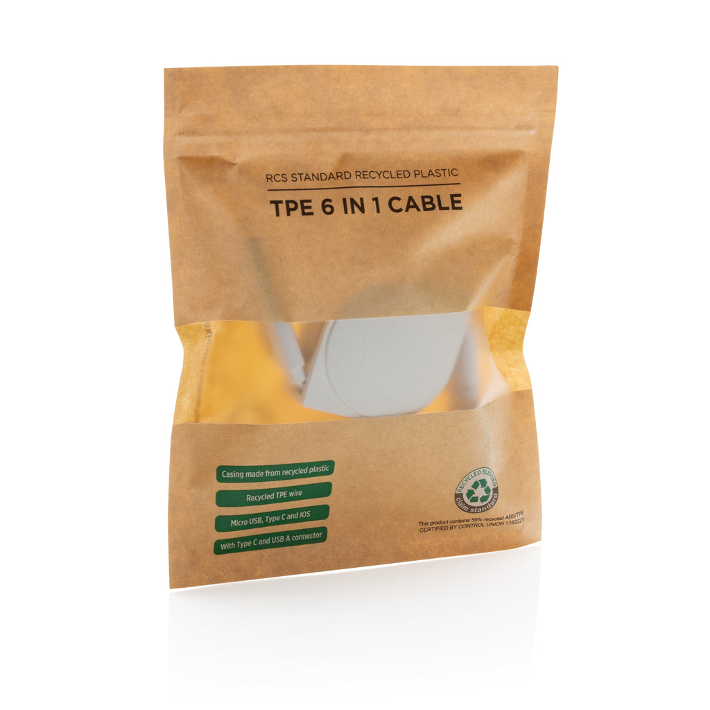 RCS recycled plastic and TPE 4 in 1 cable - White
