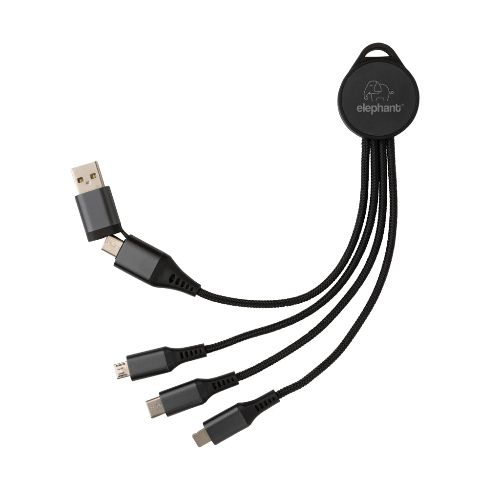 Terra RCS recycled aluminium 6-in-1 charging cable - Grey