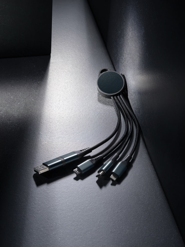 Terra RCS recycled aluminium 6-in-1 charging cable - Grey