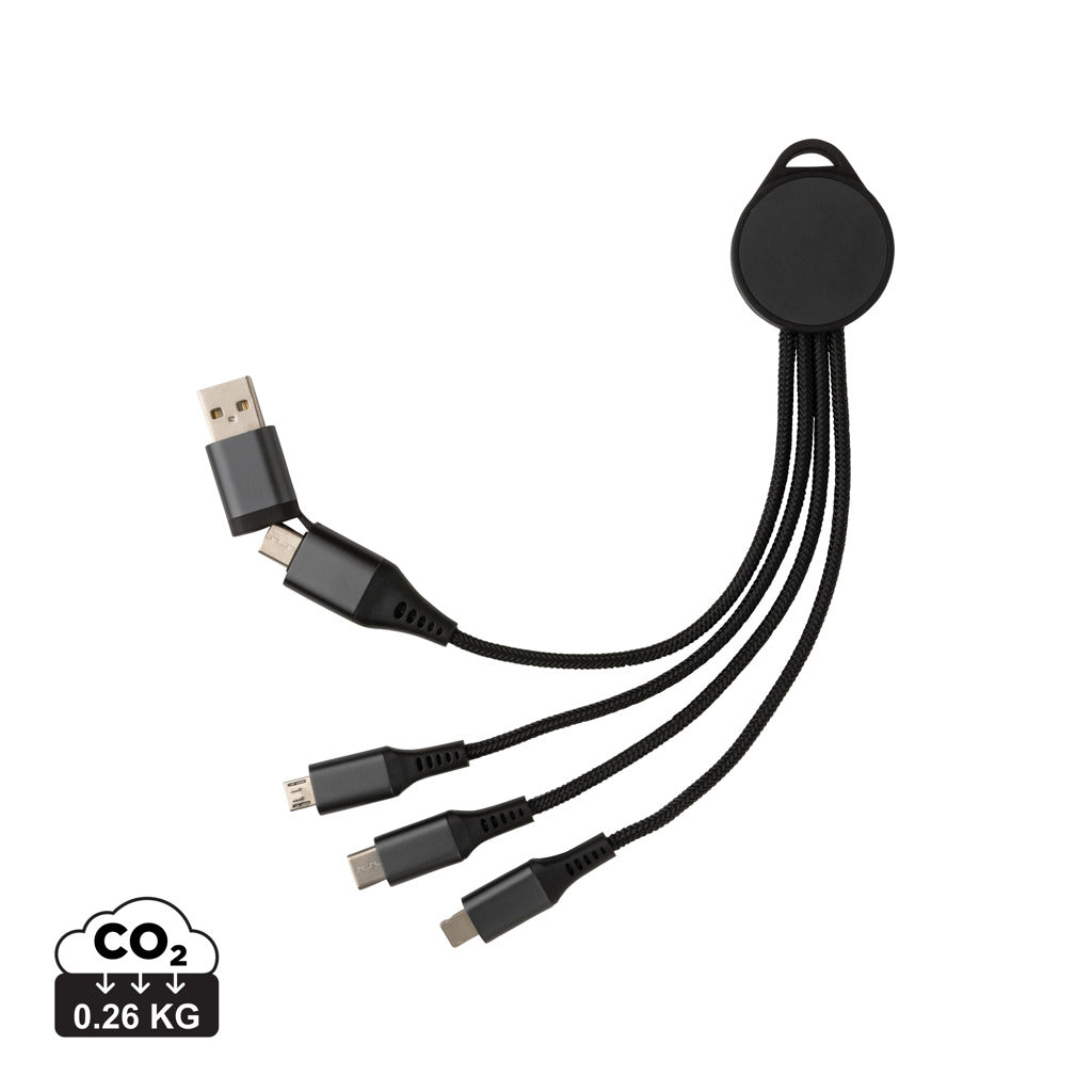 Terra RCS recycled aluminium 6-in-1 charging cable - Grey
