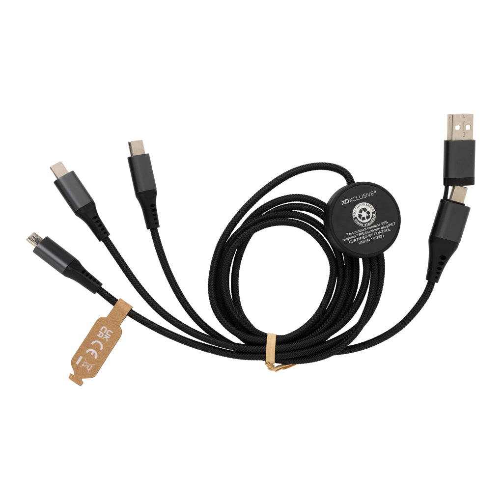 Terra 60W RCS recycled aluminium 120cm 6-in-1 cable - Grey