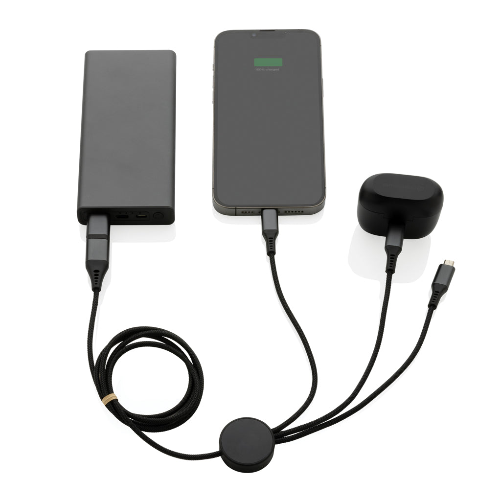 Terra 60W RCS recycled aluminium 120cm 6-in-1 cable - Grey