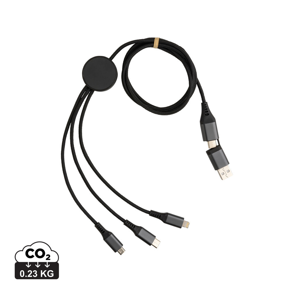 Terra 60W RCS recycled aluminium 120cm 6-in-1 cable - Grey