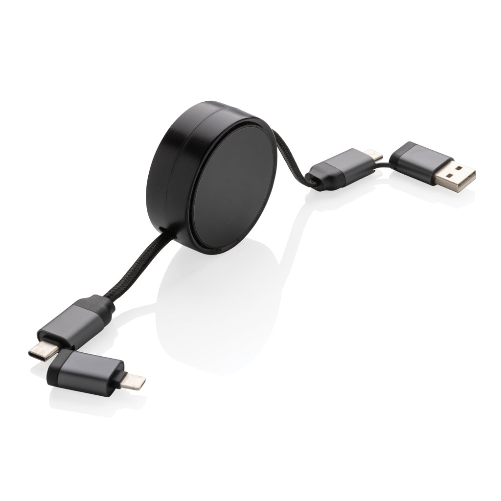 Terra RCS recycled aluminium retractable 6 in 1 60W cable - Grey