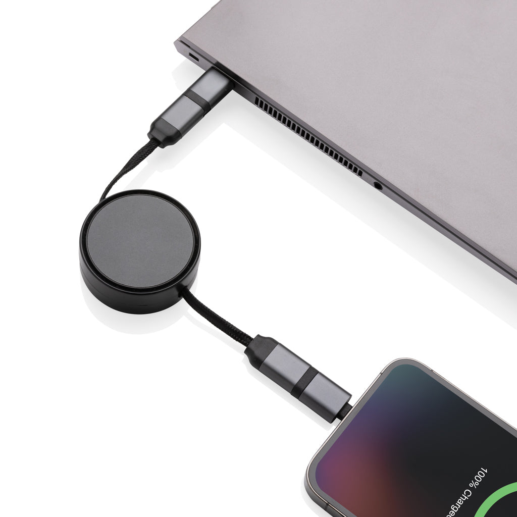 Terra RCS recycled aluminium retractable 6 in 1 60W cable - Grey