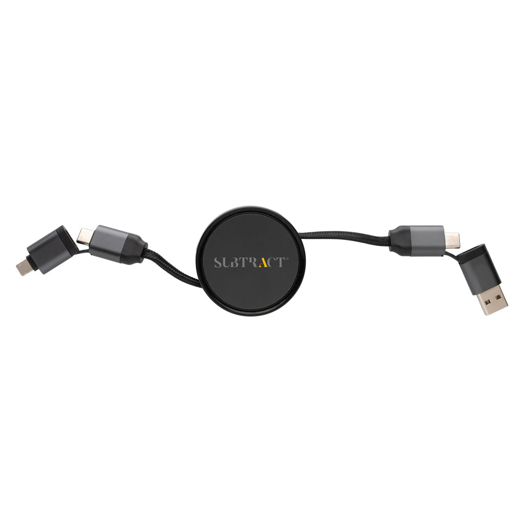 Terra RCS recycled aluminium retractable 6 in 1 60W cable - Grey