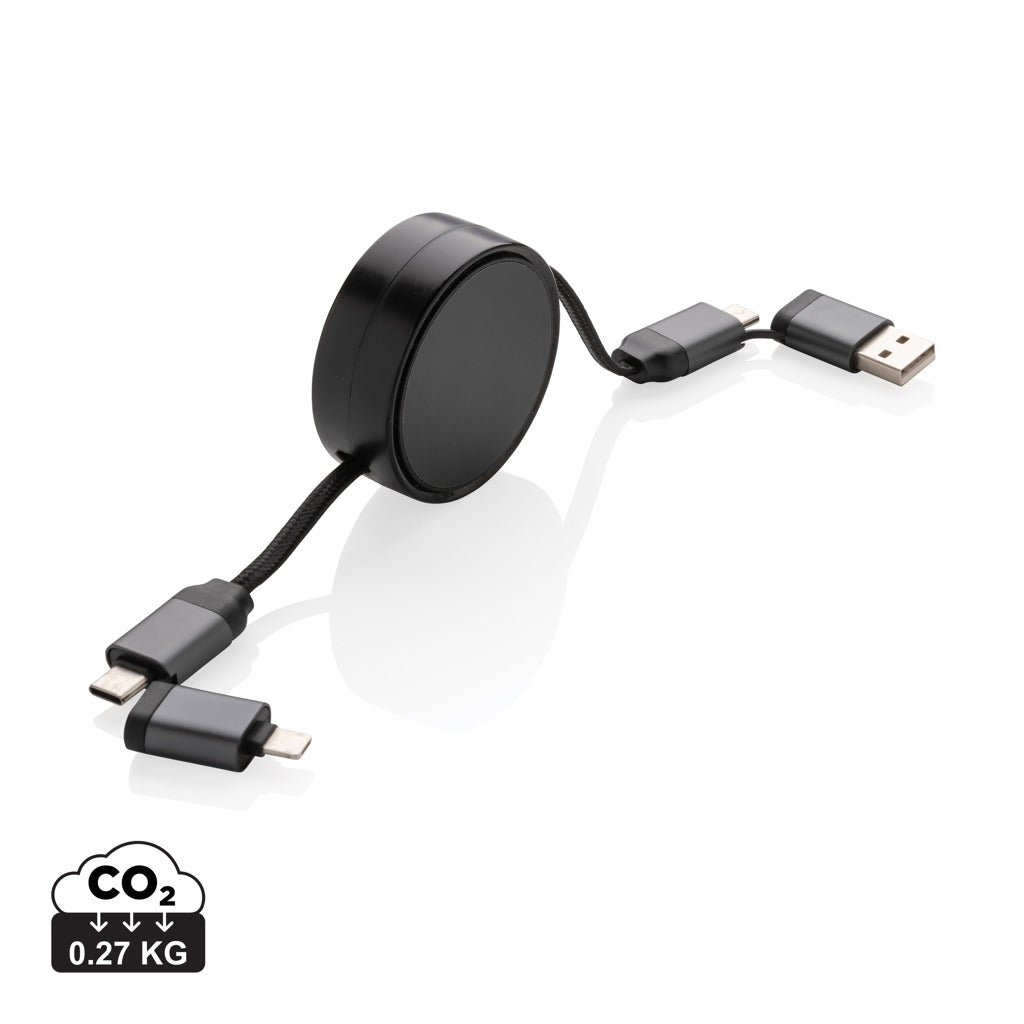 Terra RCS recycled aluminium retractable 6 in 1 60W cable - Grey