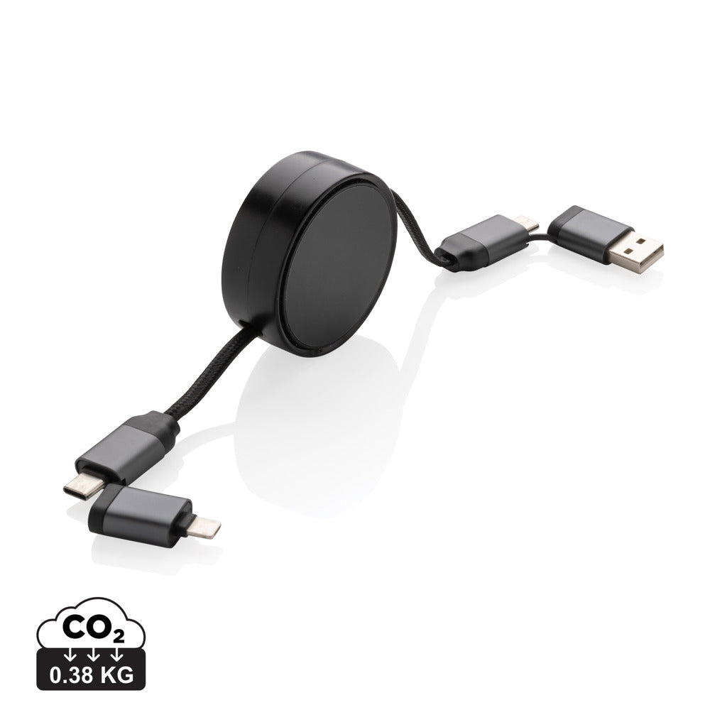 Terra RCS recycled aluminium retractable 6 in 1 60W cable - Grey
