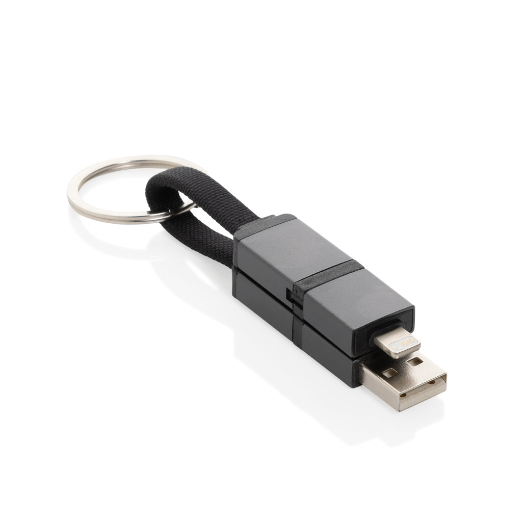 Terra recycled aluminium 4 in 1 60W fast charging cable - Grey