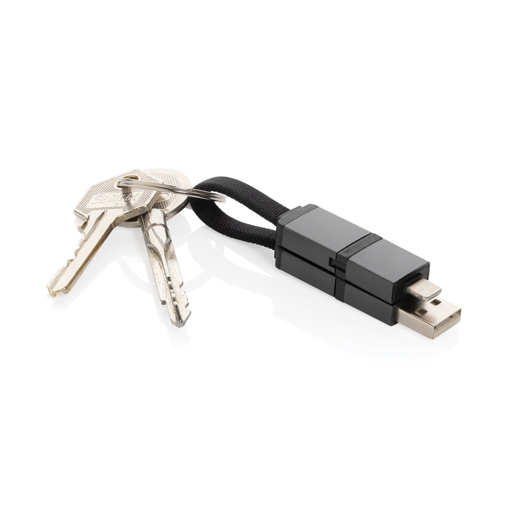 Terra recycled aluminium 4 in 1 60W fast charging cable - Grey