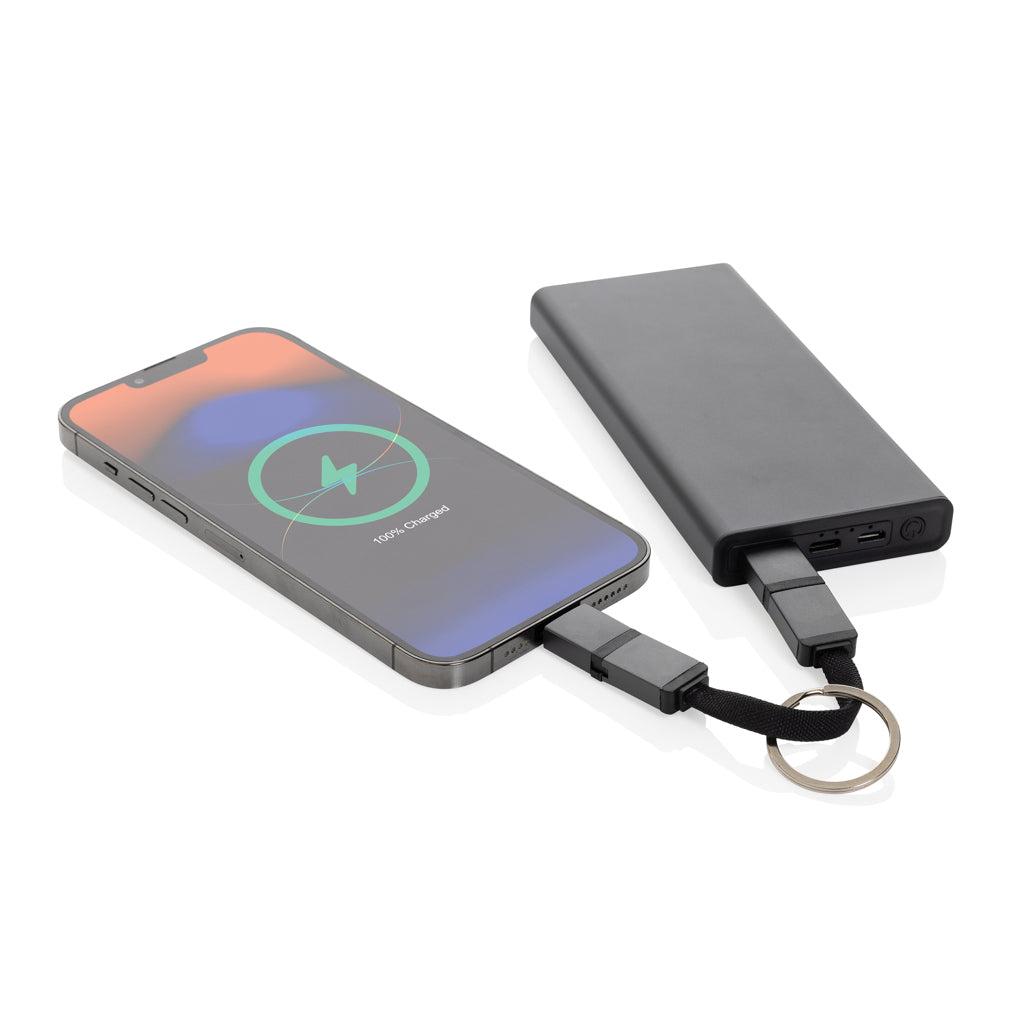 Terra recycled aluminium 4 in 1 60W fast charging cable - Grey