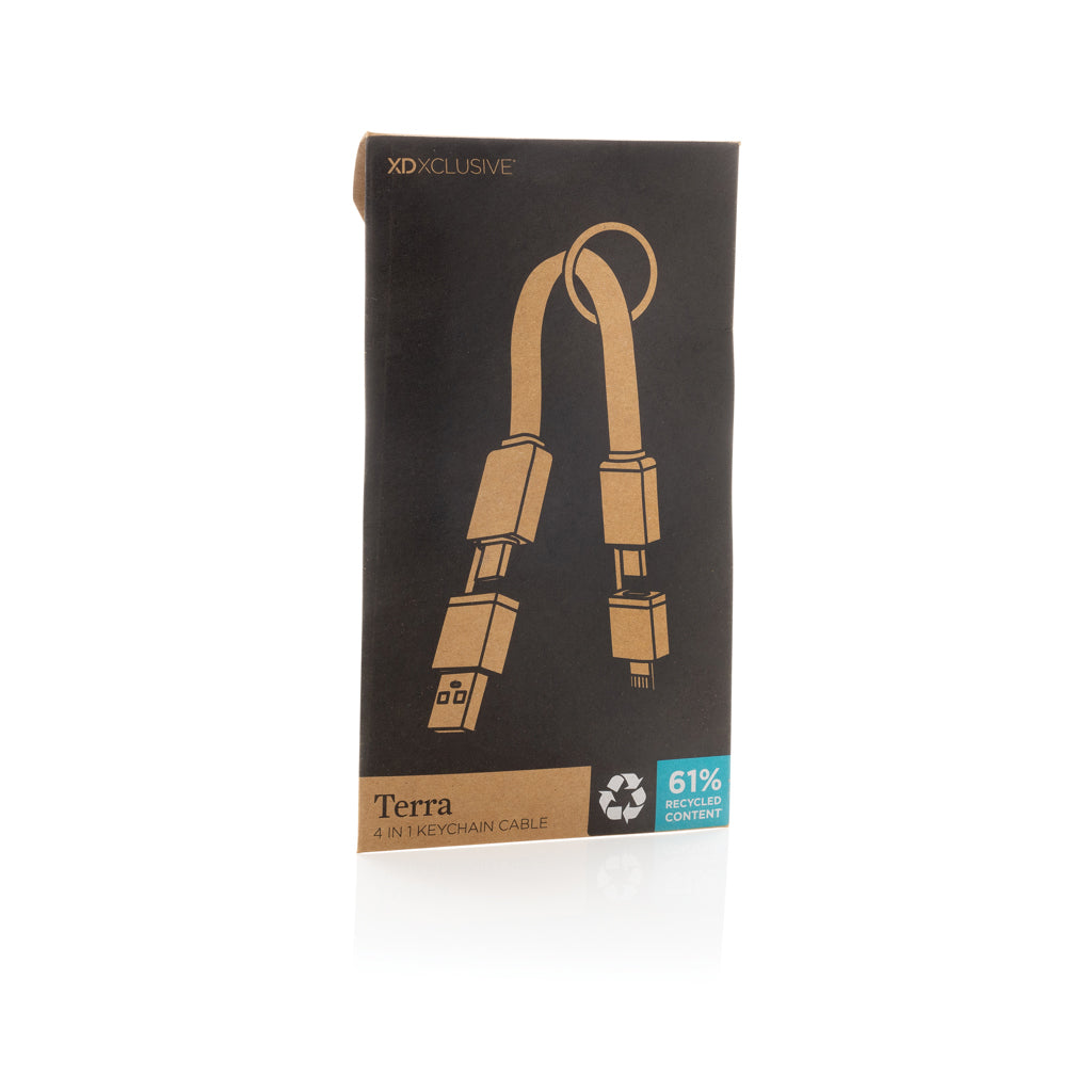 Terra recycled aluminium 4 in 1 60W fast charging cable - Grey