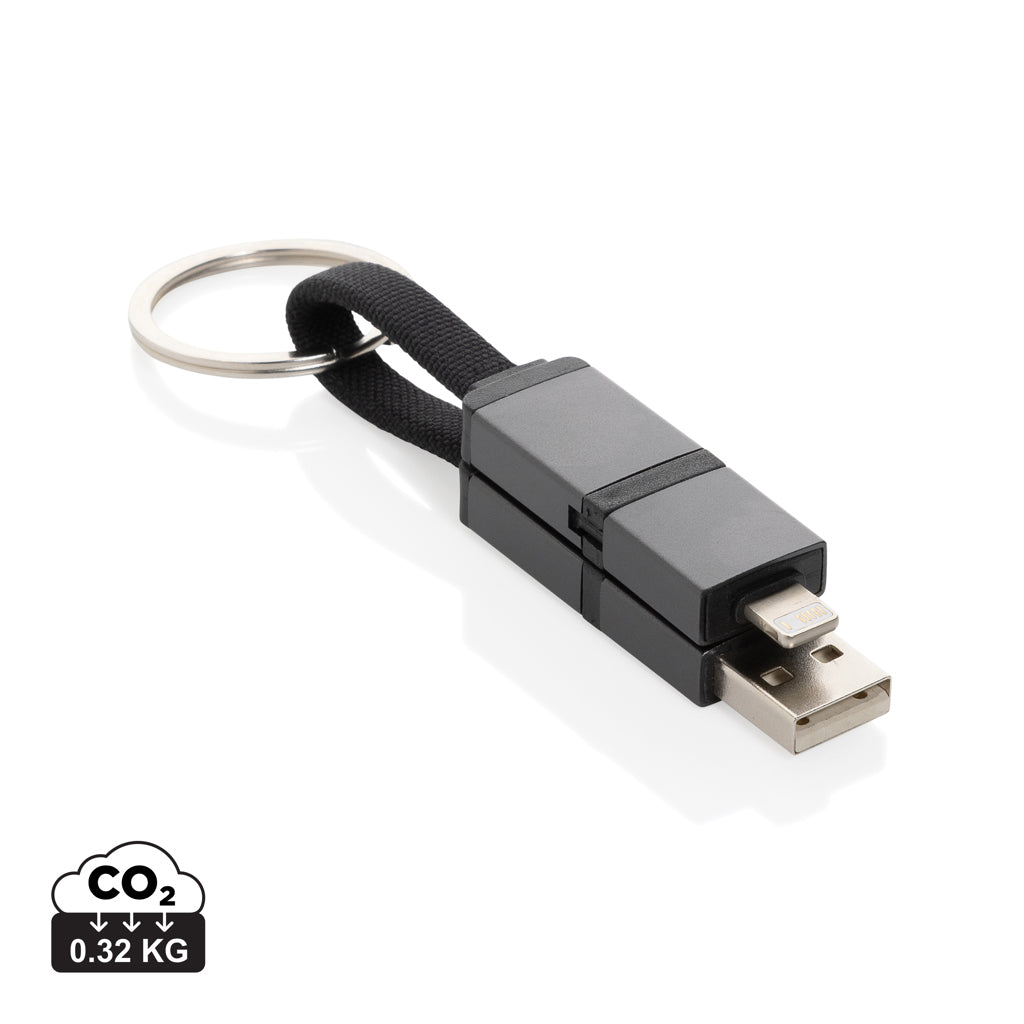 Terra recycled aluminium 4 in 1 60W fast charging cable - Grey