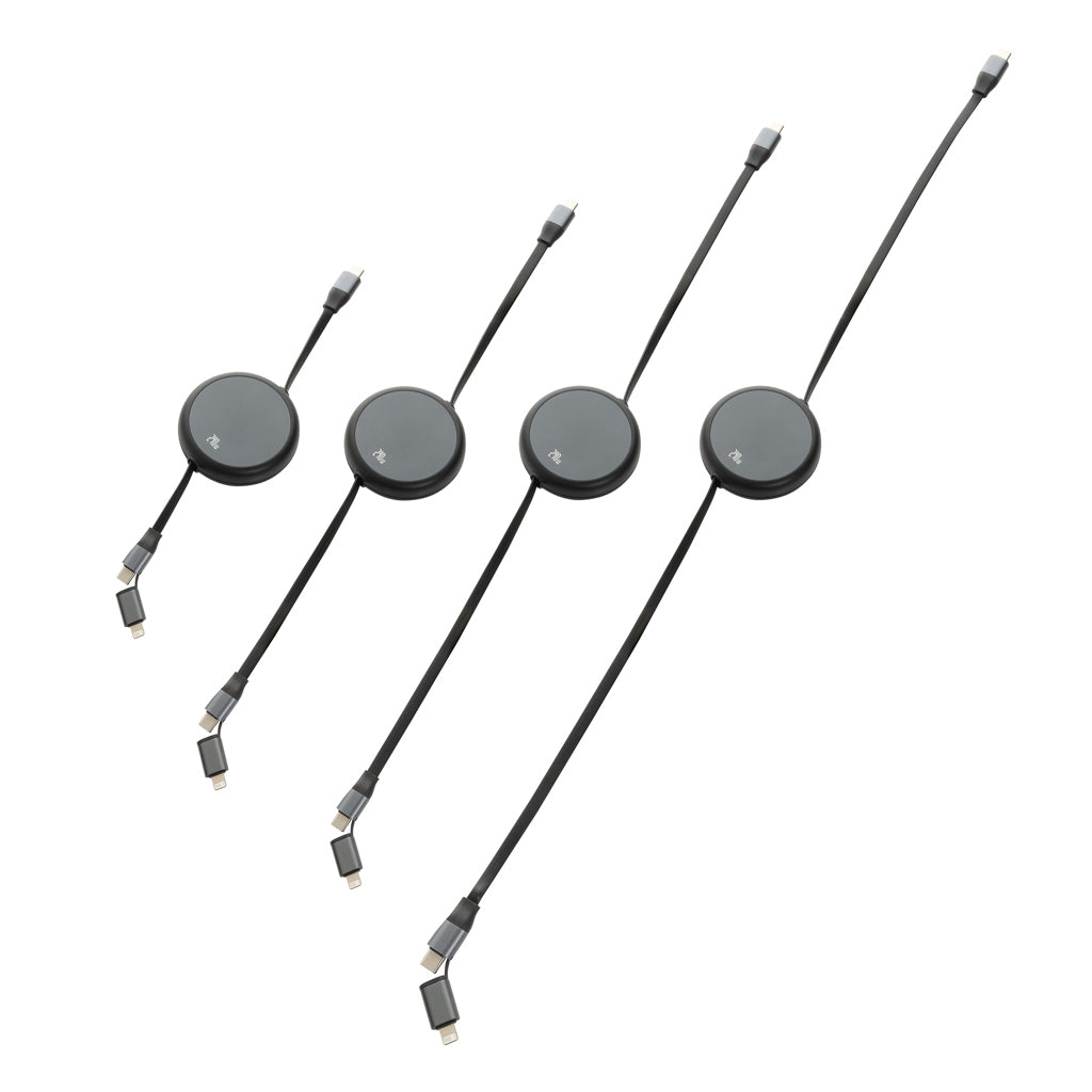 Terra RCS recycled aluminium retractable 240W 2-in-1 cable - Black
