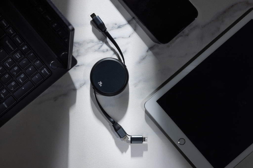 Terra RCS recycled aluminium retractable 240W 2-in-1 cable - Black