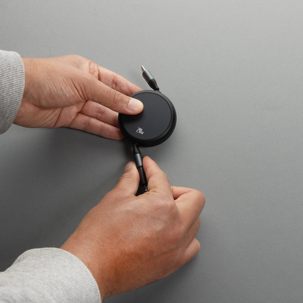 Terra RCS recycled aluminium retractable 240W 2-in-1 cable - Black