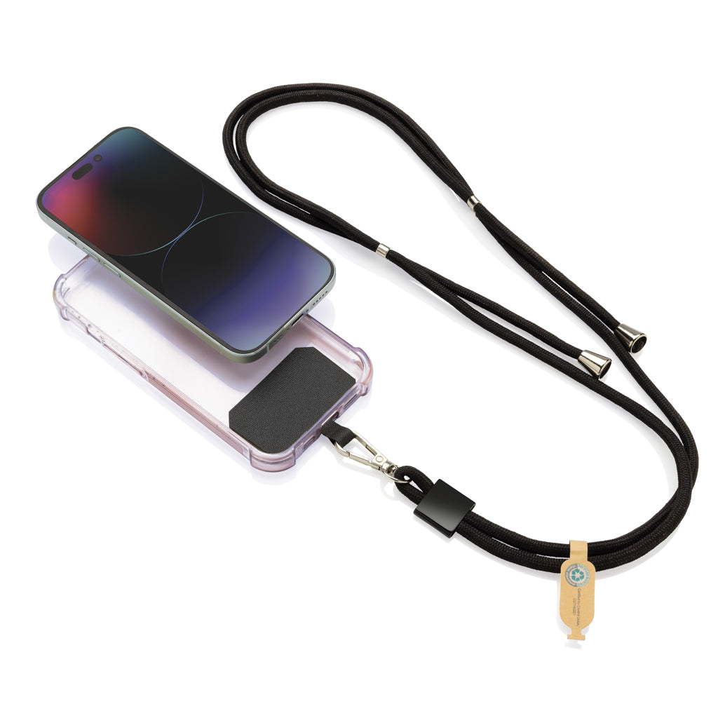 CarryLoop RCS recycled PET adjustable phone holder lanyard - Black
