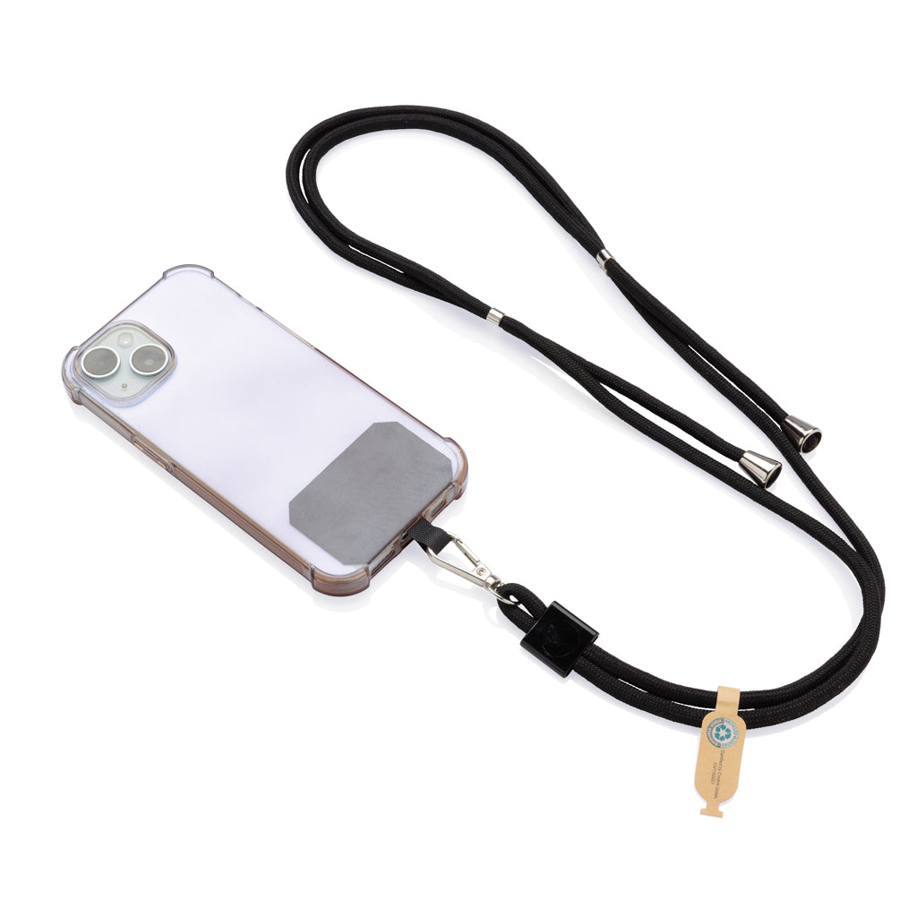 CarryLoop RCS recycled PET adjustable phone holder lanyard - Black