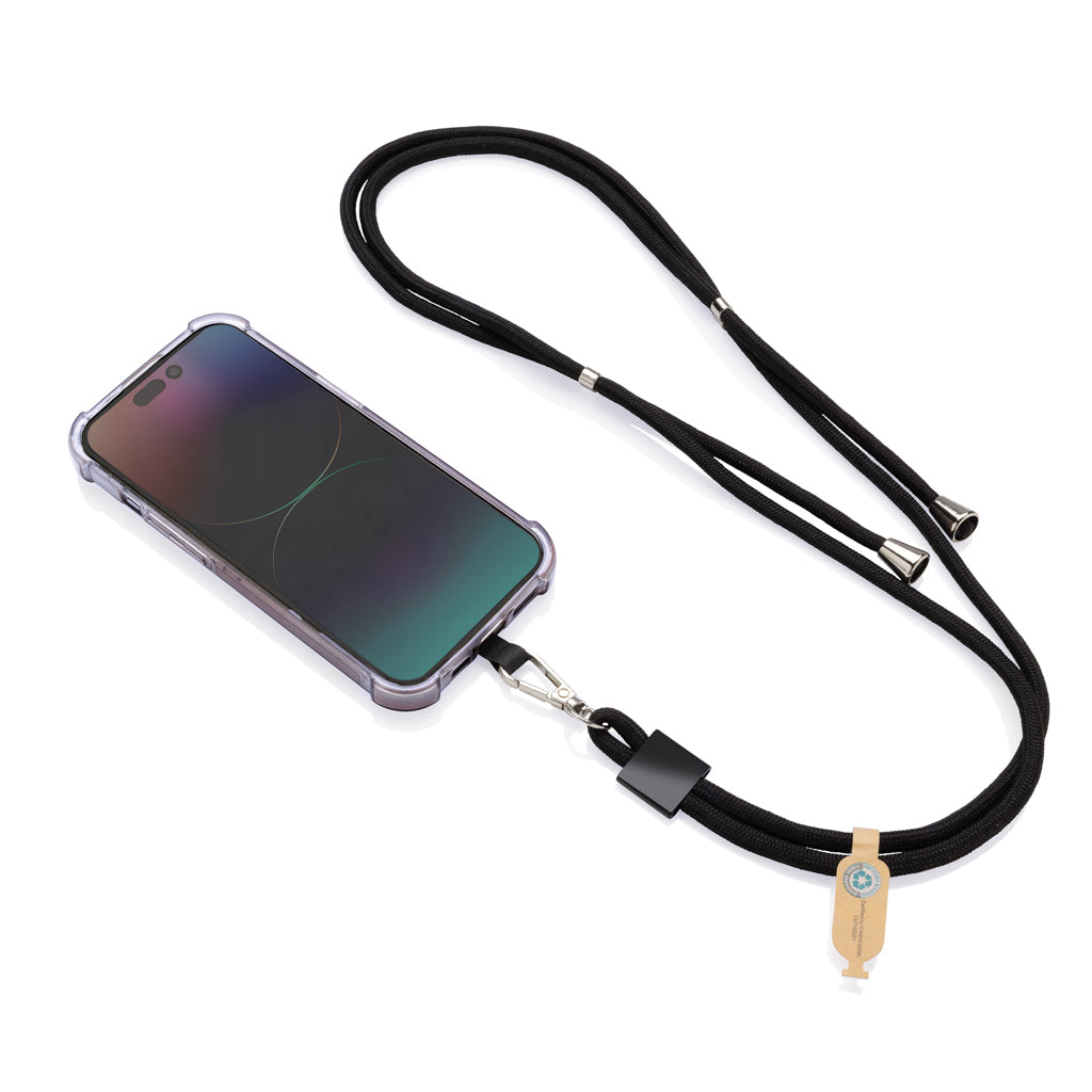 CarryLoop RCS recycled PET adjustable phone holder lanyard - Black
