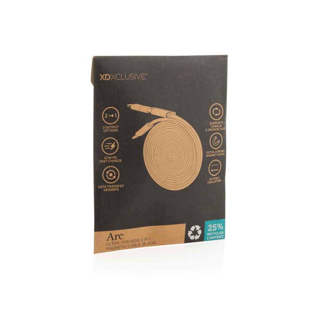 Arc RCS recycled Ultra-thin 60W 2 in 1 magnetic cable - Black