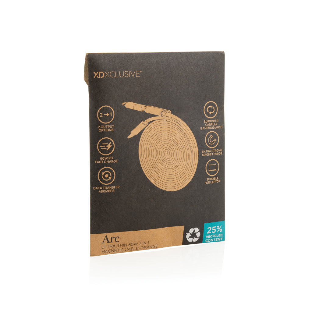 Arc RCS recycled Ultra-thin 60W 2 in 1 magnetic cable - Orange
