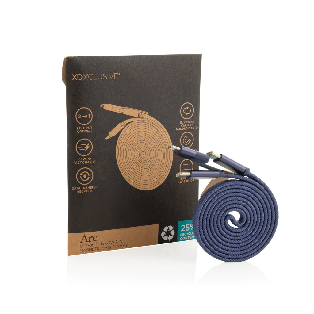 Arc RCS recycled Ultra-thin 60W 2 in 1 magnetic cable - Blue