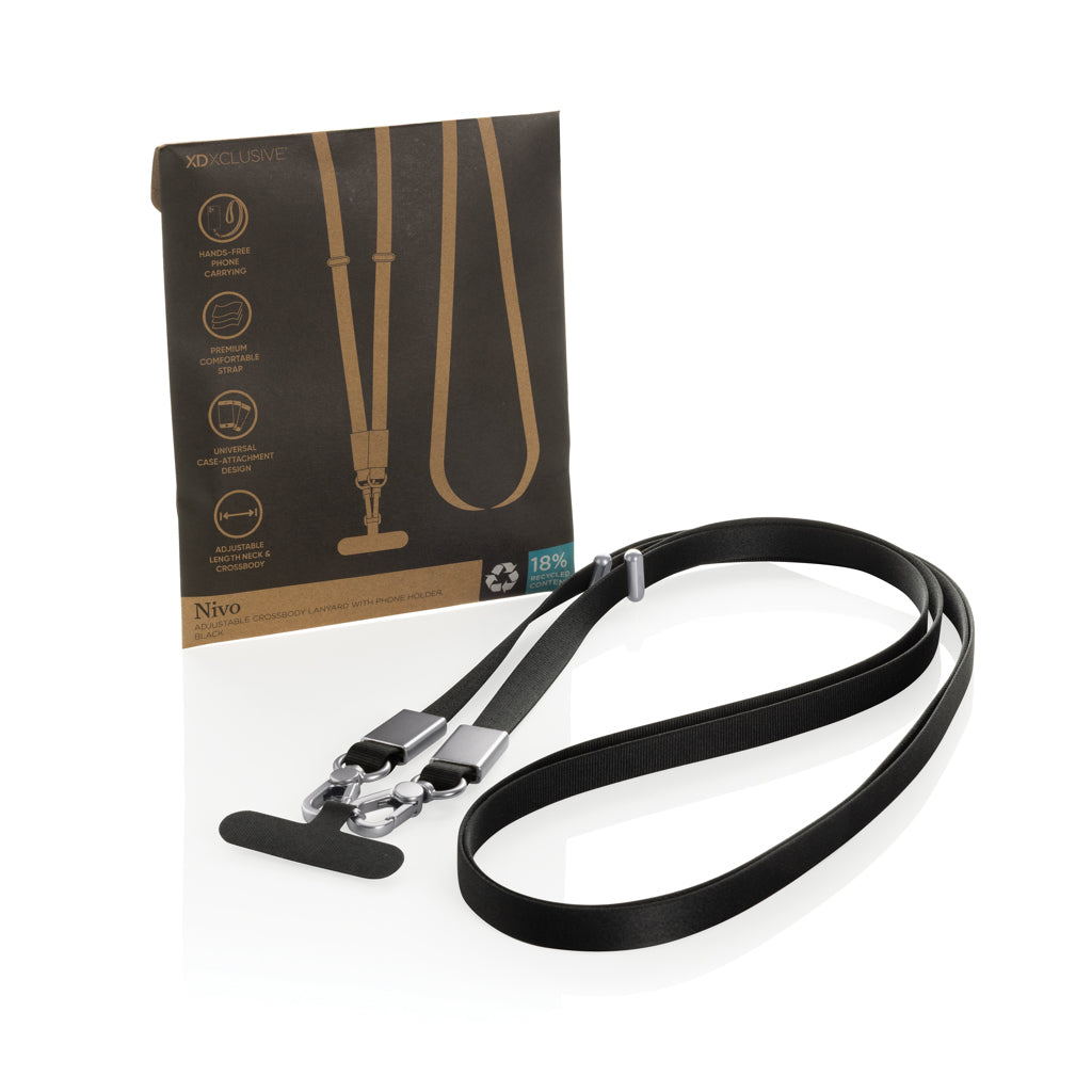 Nivo RCS recycled PET Crossbody lanyard - Black