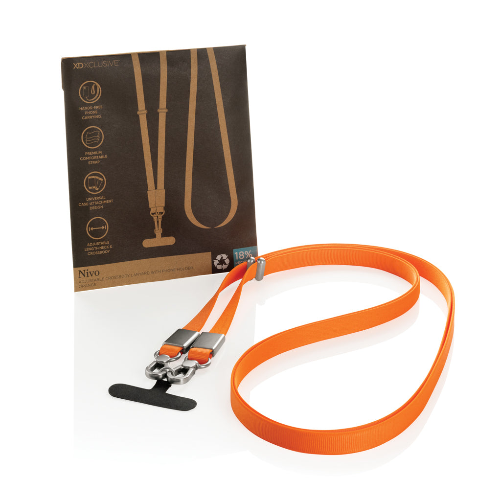 Nivo RCS recycled PET Crossbody lanyard - Orange