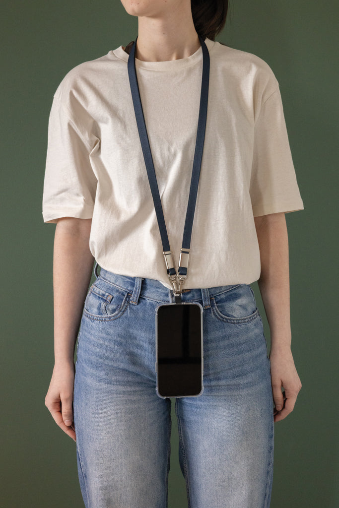 Nivo RCS recycled PET Crossbody lanyard - Navy