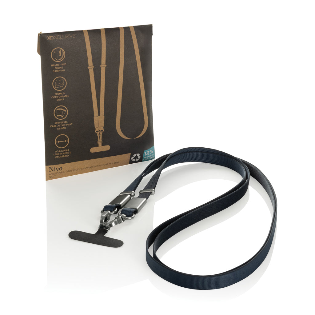 Nivo RCS recycled PET Crossbody lanyard - Navy