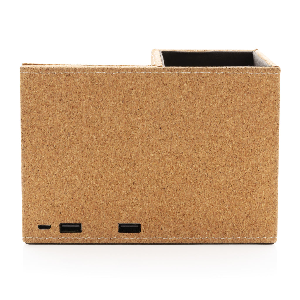 Cork pen holder and 5W wireless charger - Khaki