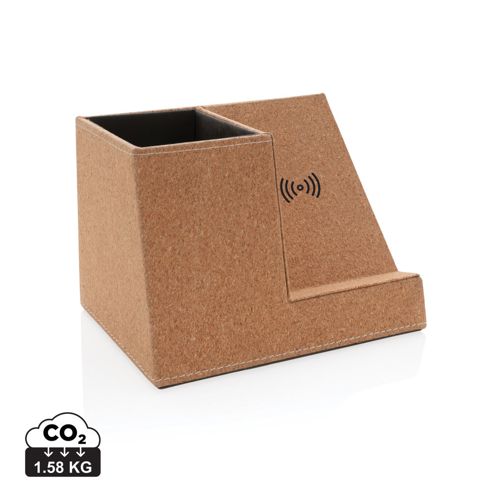 Cork pen holder and 5W wireless charger - Khaki