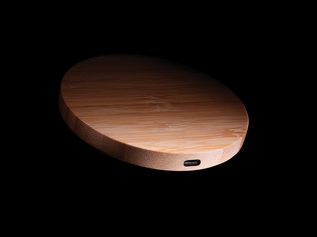 Bamboo 5W round wireless charger - Brown