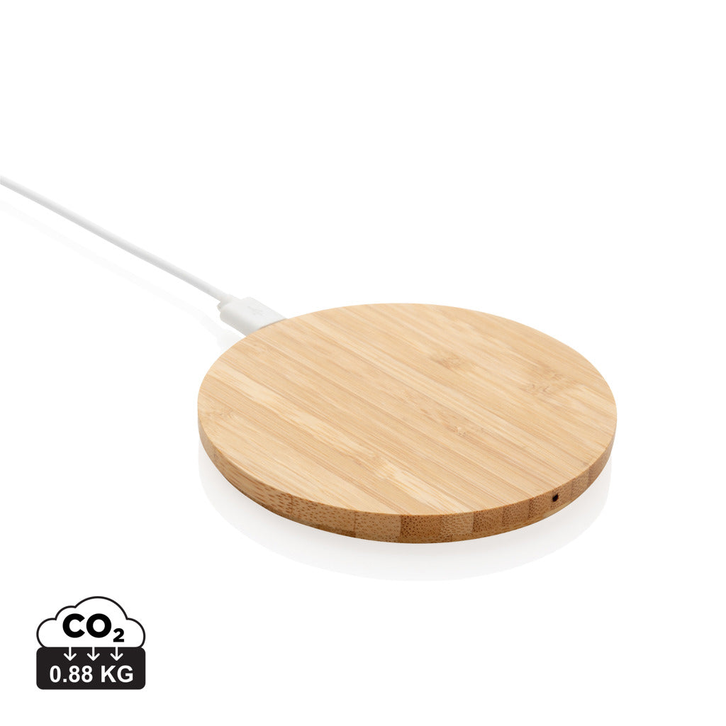 Bamboo 5W round wireless charger - Brown