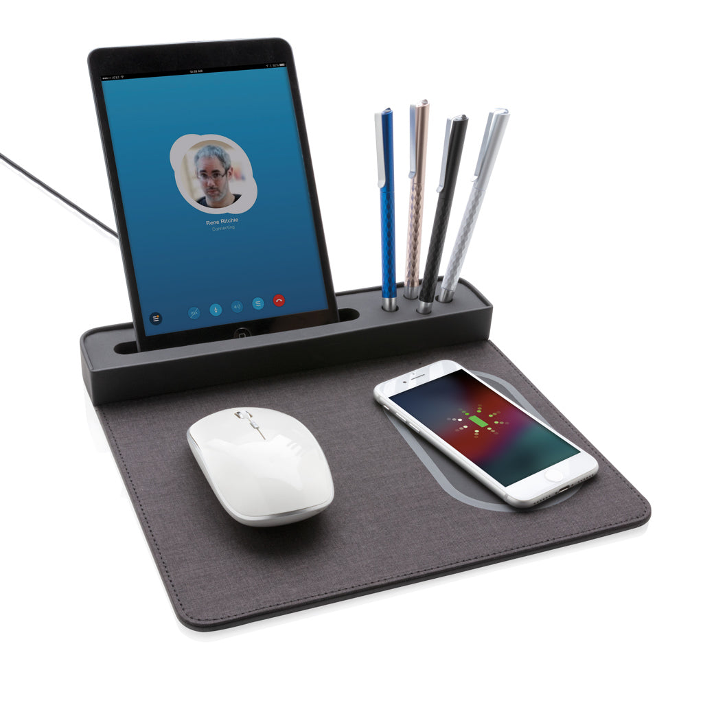 Air mousepad with 5W wireless charging and USB - Black