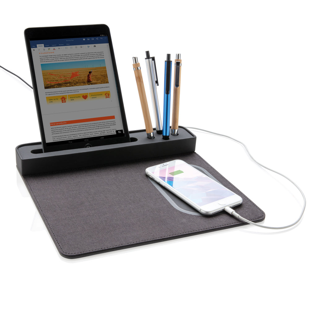 Air mousepad with 5W wireless charging and USB - Black